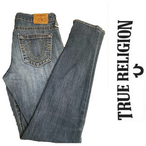 TRUE RELIGION women jeans  Shannon Low Rise Skinny Jean size 29 stitching logo